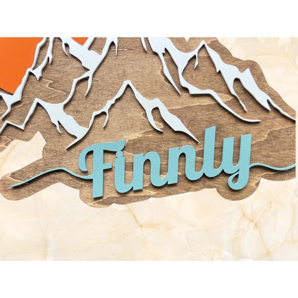 Custom Mountain Name Sign Kids Room & Nursery Wall Decor Wood Sign 16" x 11.5" - Picture 9 of 10